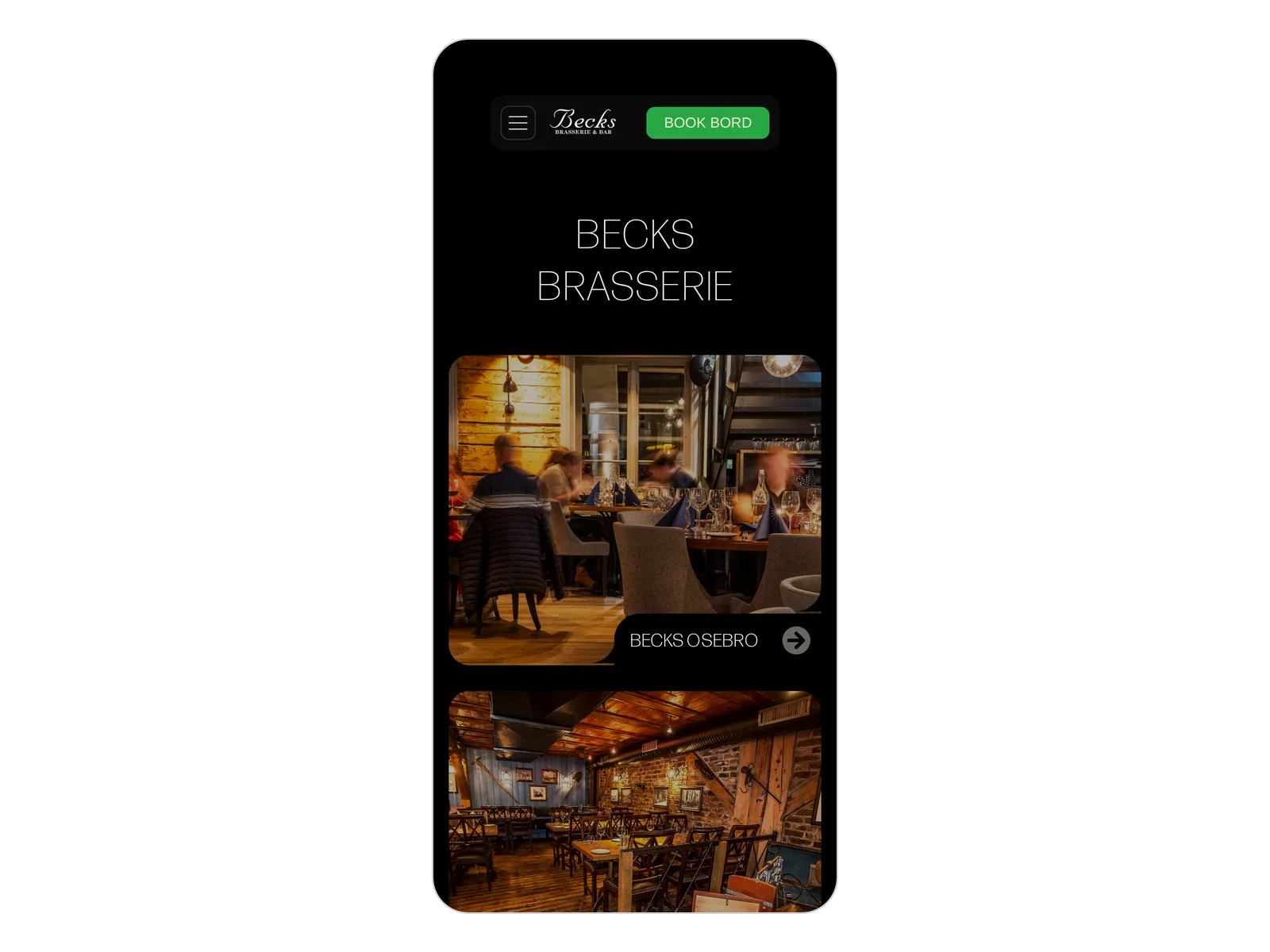 Skjermbilde av becksbrasserie.no