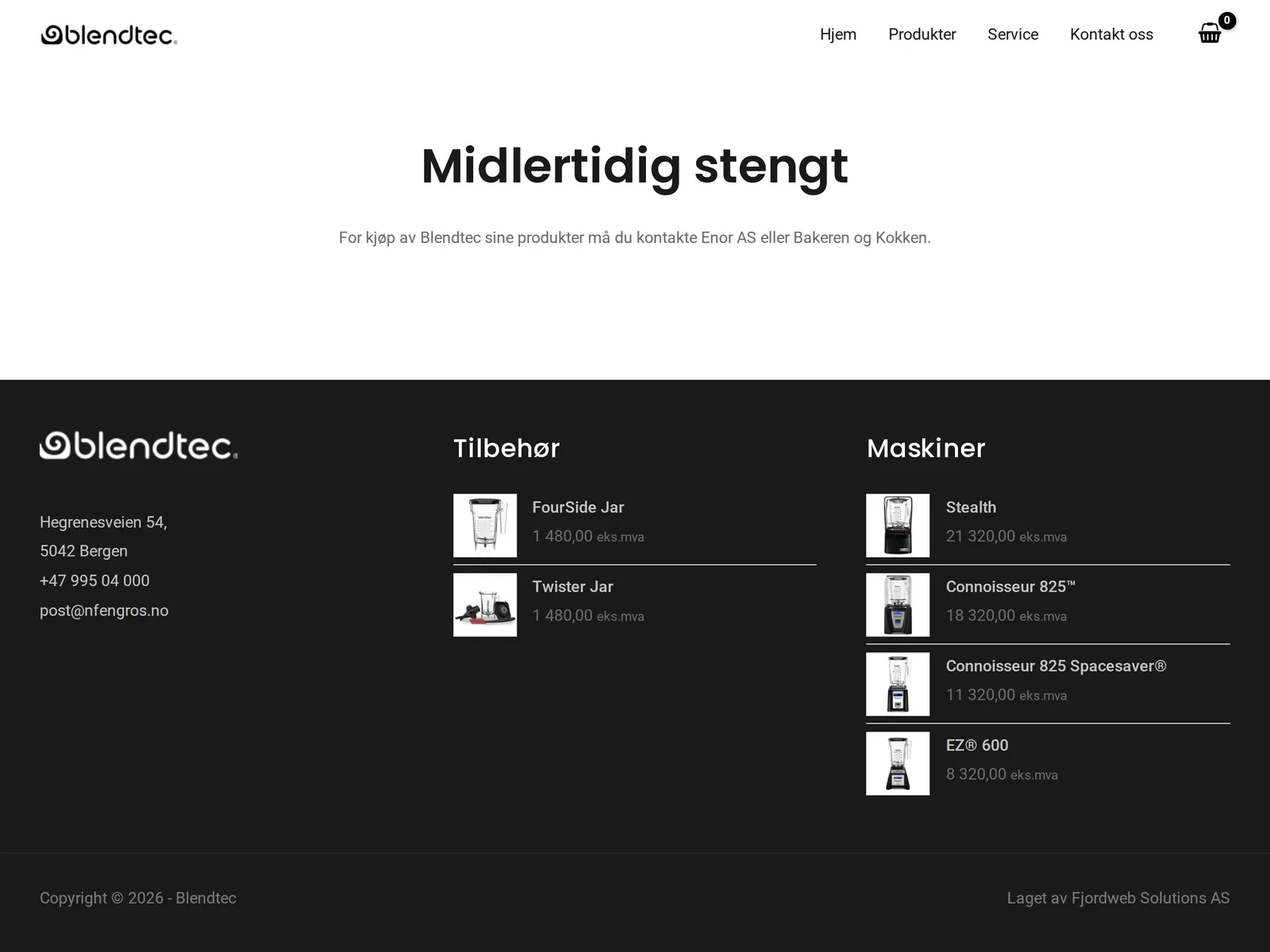 Skjermbilde av blendtec.no
