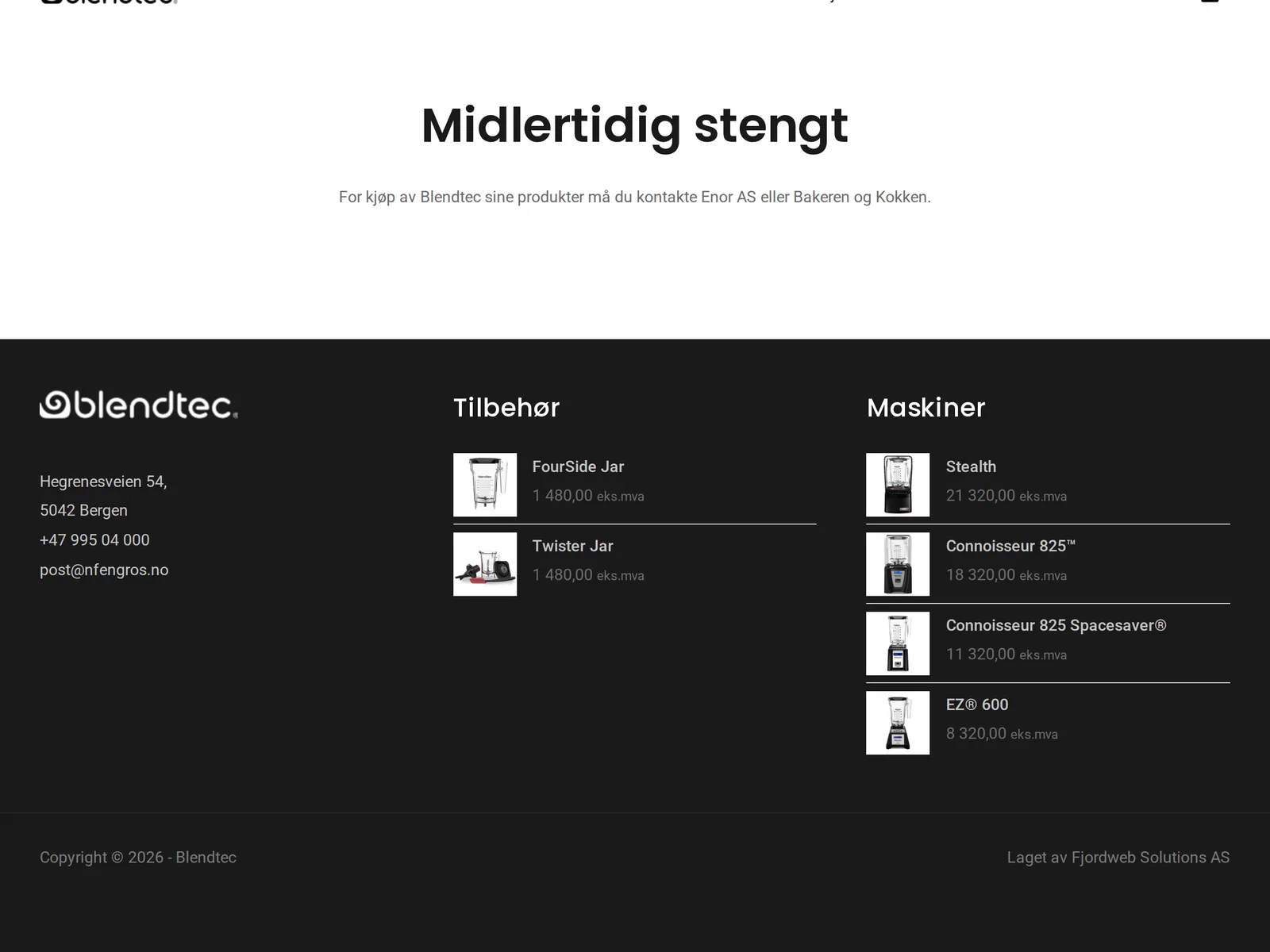 Skjermbilde av blendtec.no