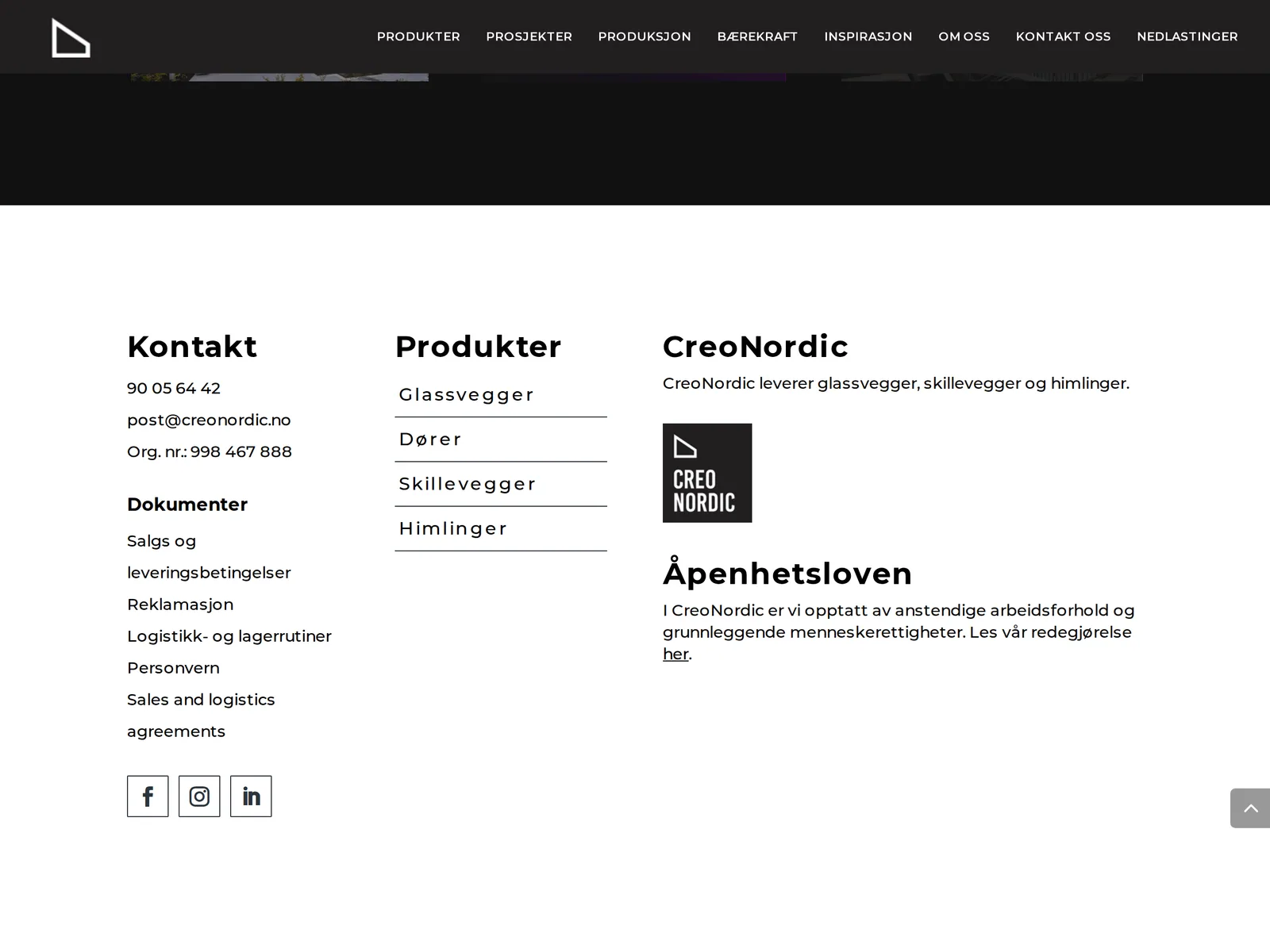 Skjermbilde av creonordic.no