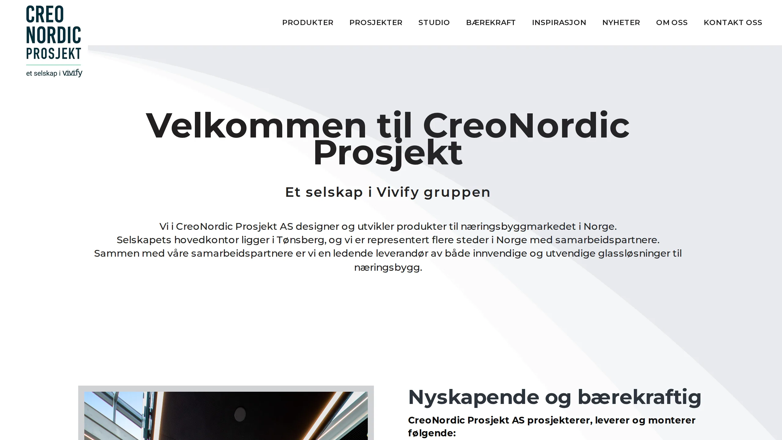 Forsiden på creonordicprosjekt.no