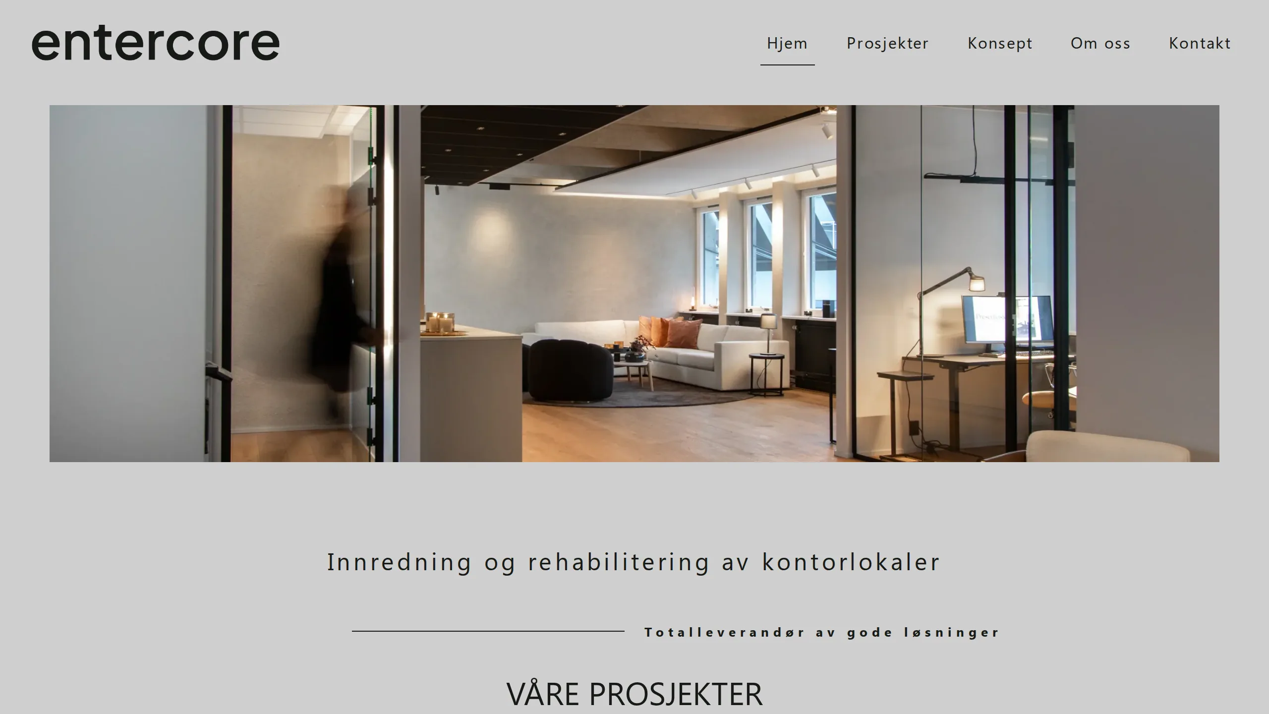 Forsiden på entercore.no