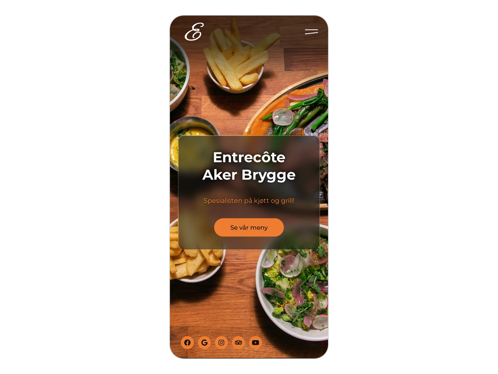 Skjermbilde av entrecoteakerbrygge.no