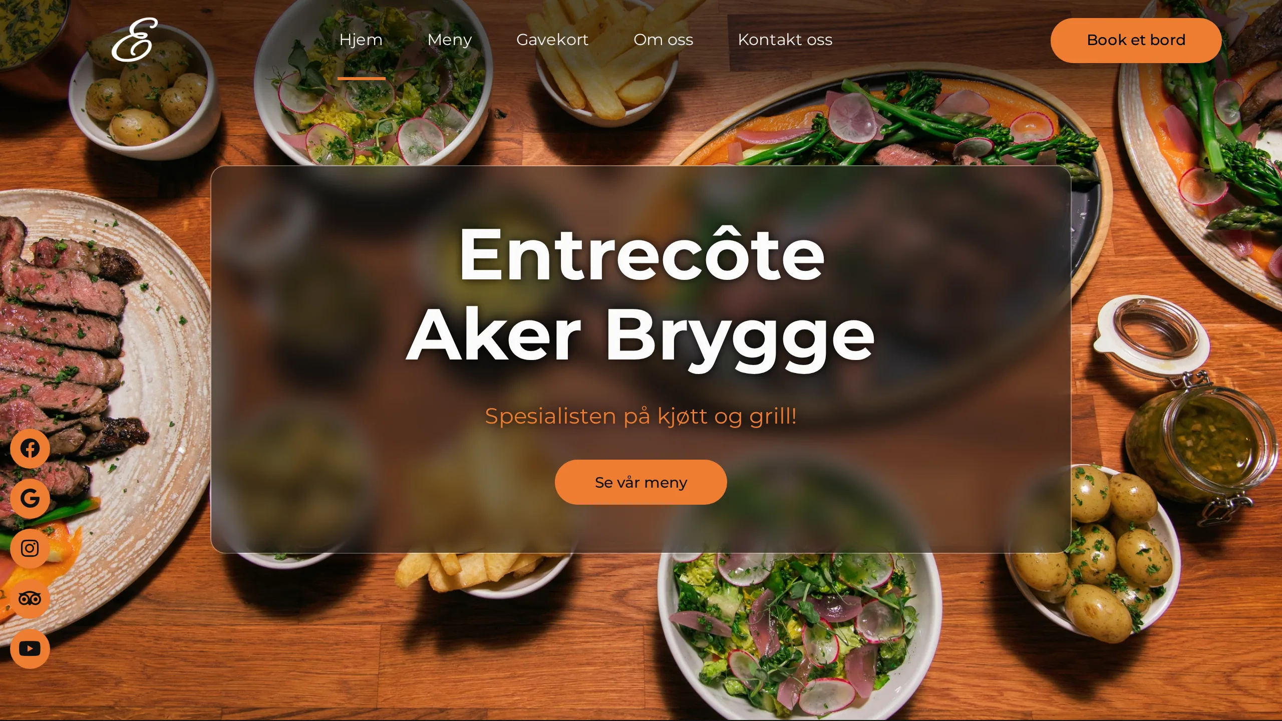 Forsiden på entrecoteakerbrygge.no