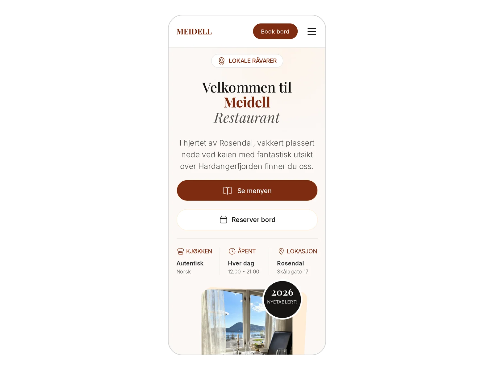 Skjermbilde av meidellrestaurant.no