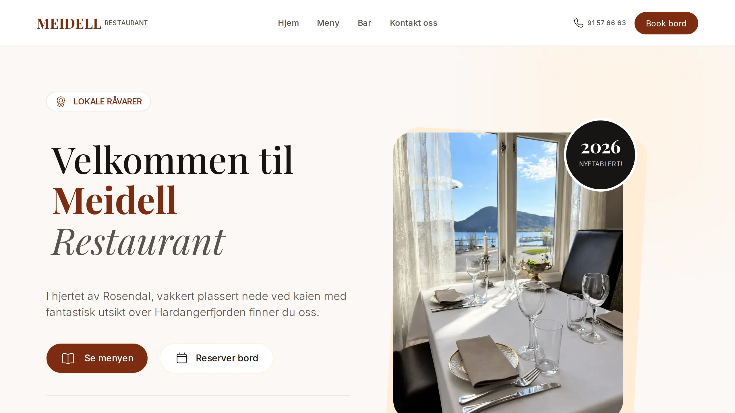 Forsiden på meidellrestaurant.no