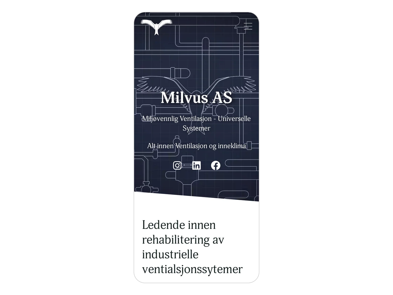 Skjermbilde av milvus.no