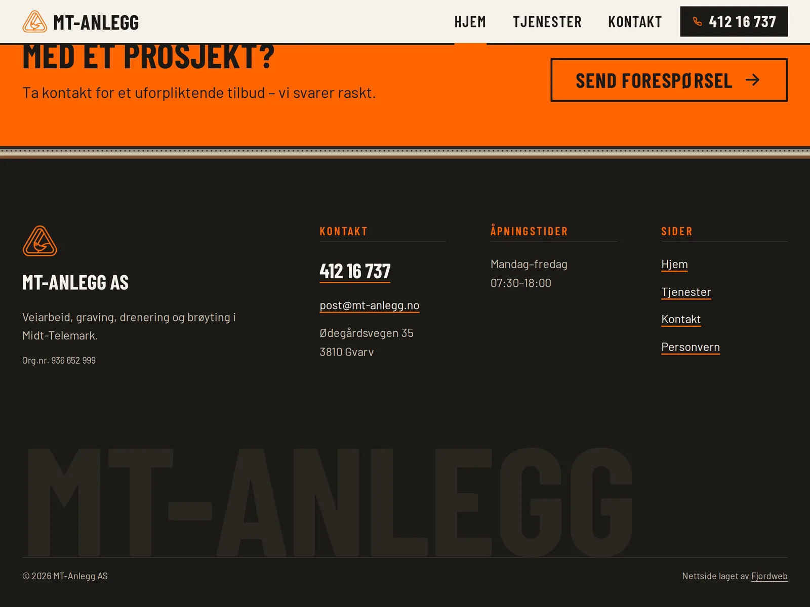 Skjermbilde av mt-anlegg.no