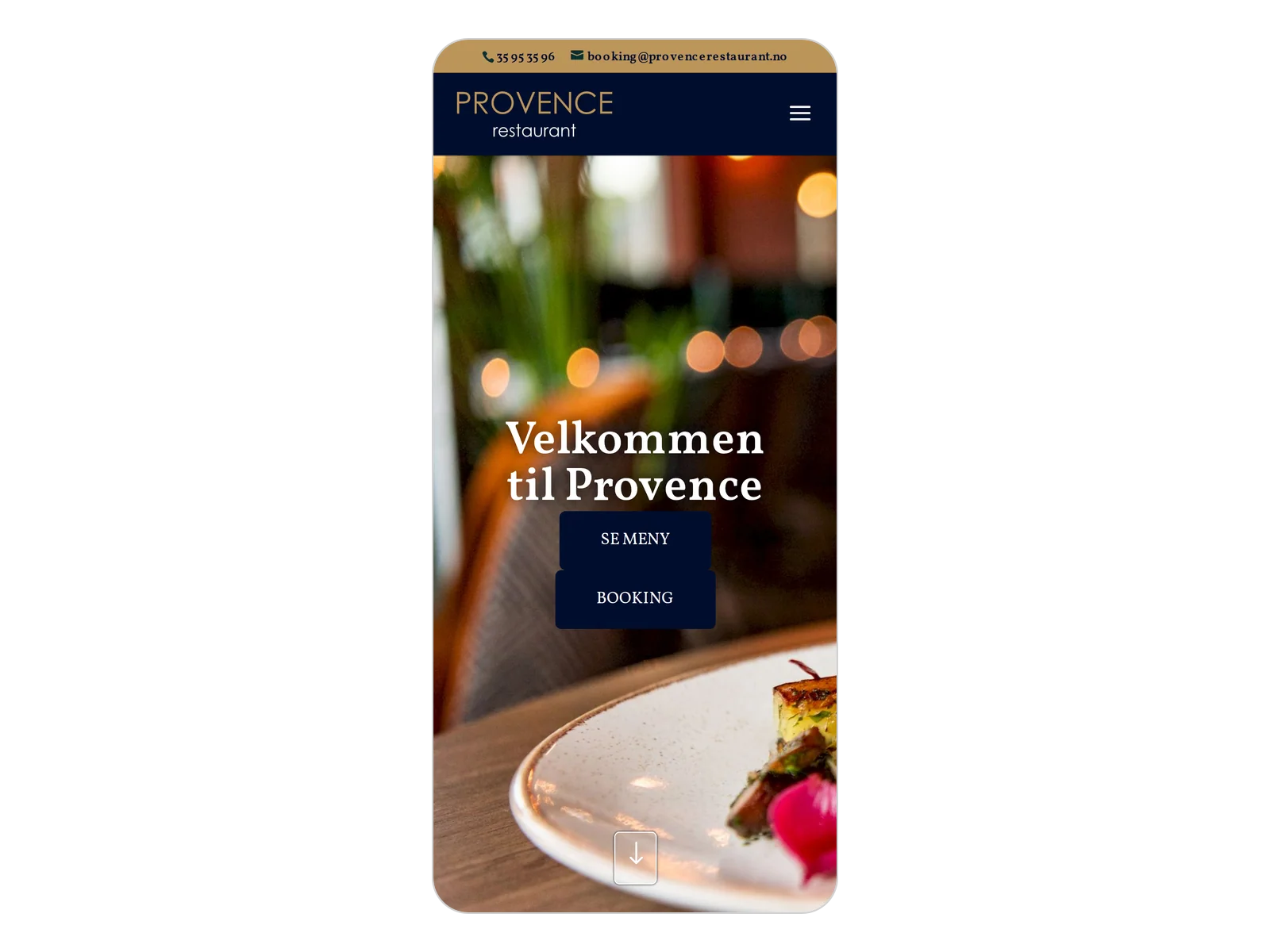 Skjermbilde av provencerestaurant.no