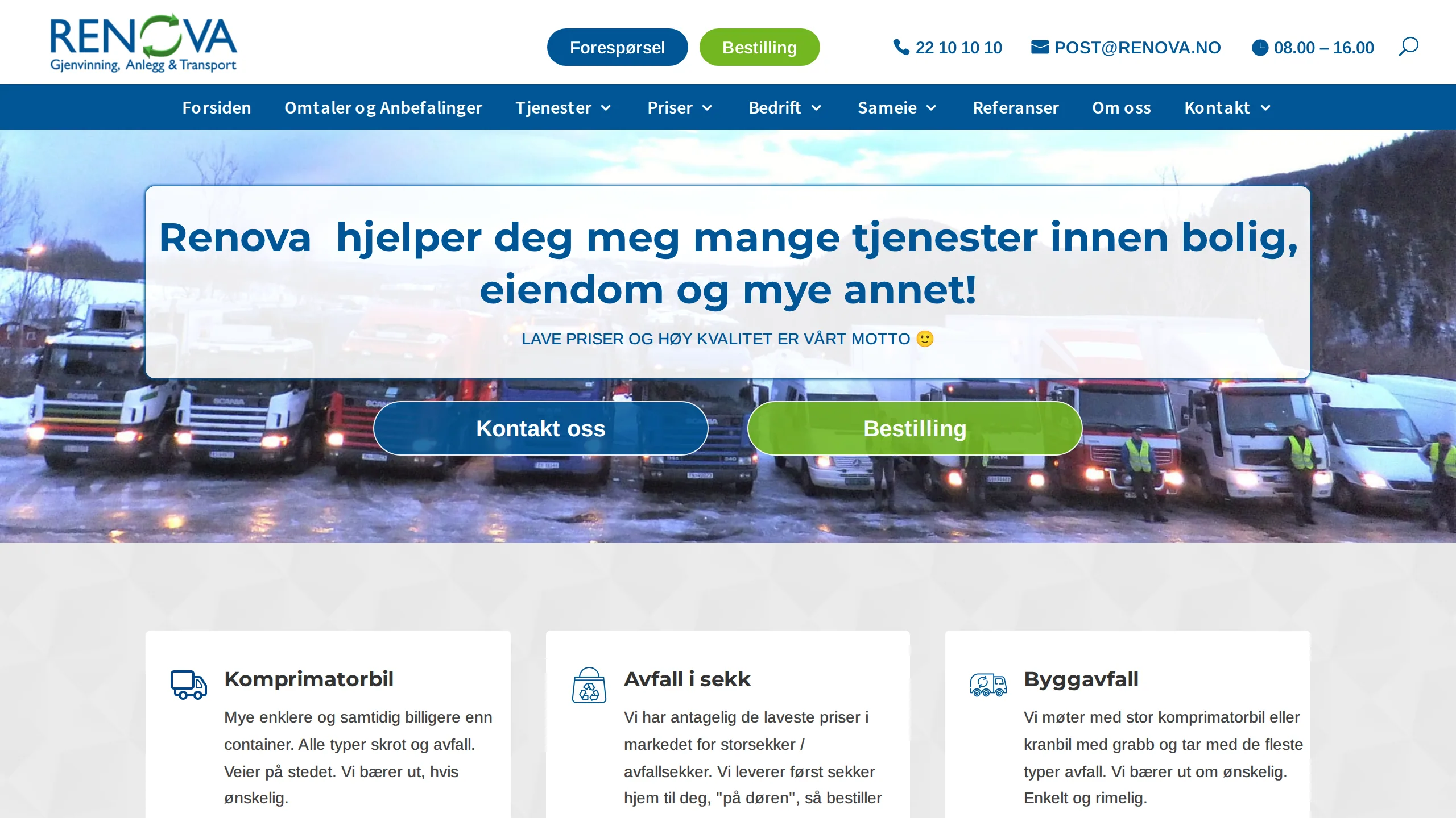 Forsiden på renova.no