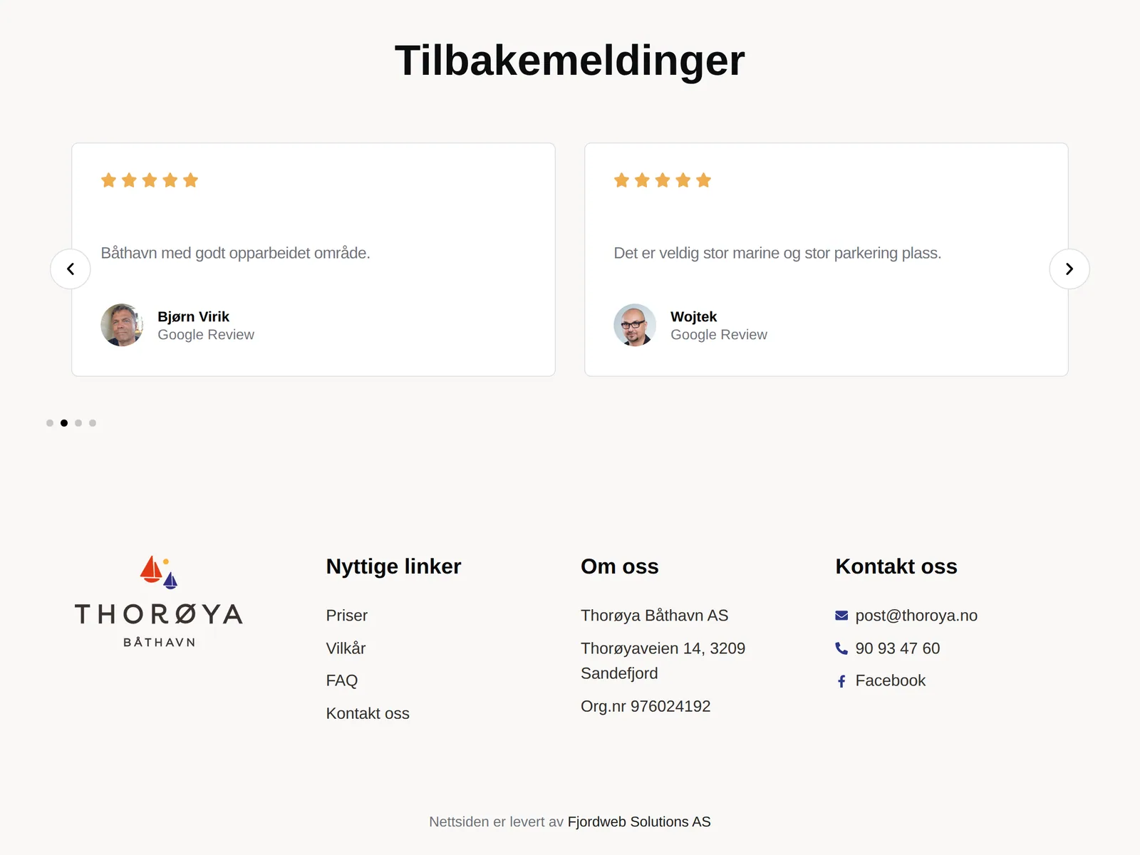Skjermbilde av thoroya.no