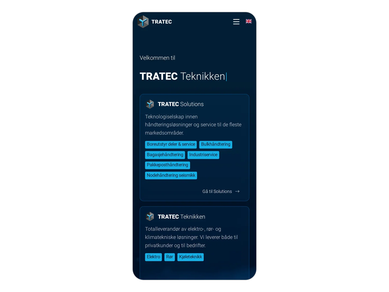 Skjermbilde av tratec.no