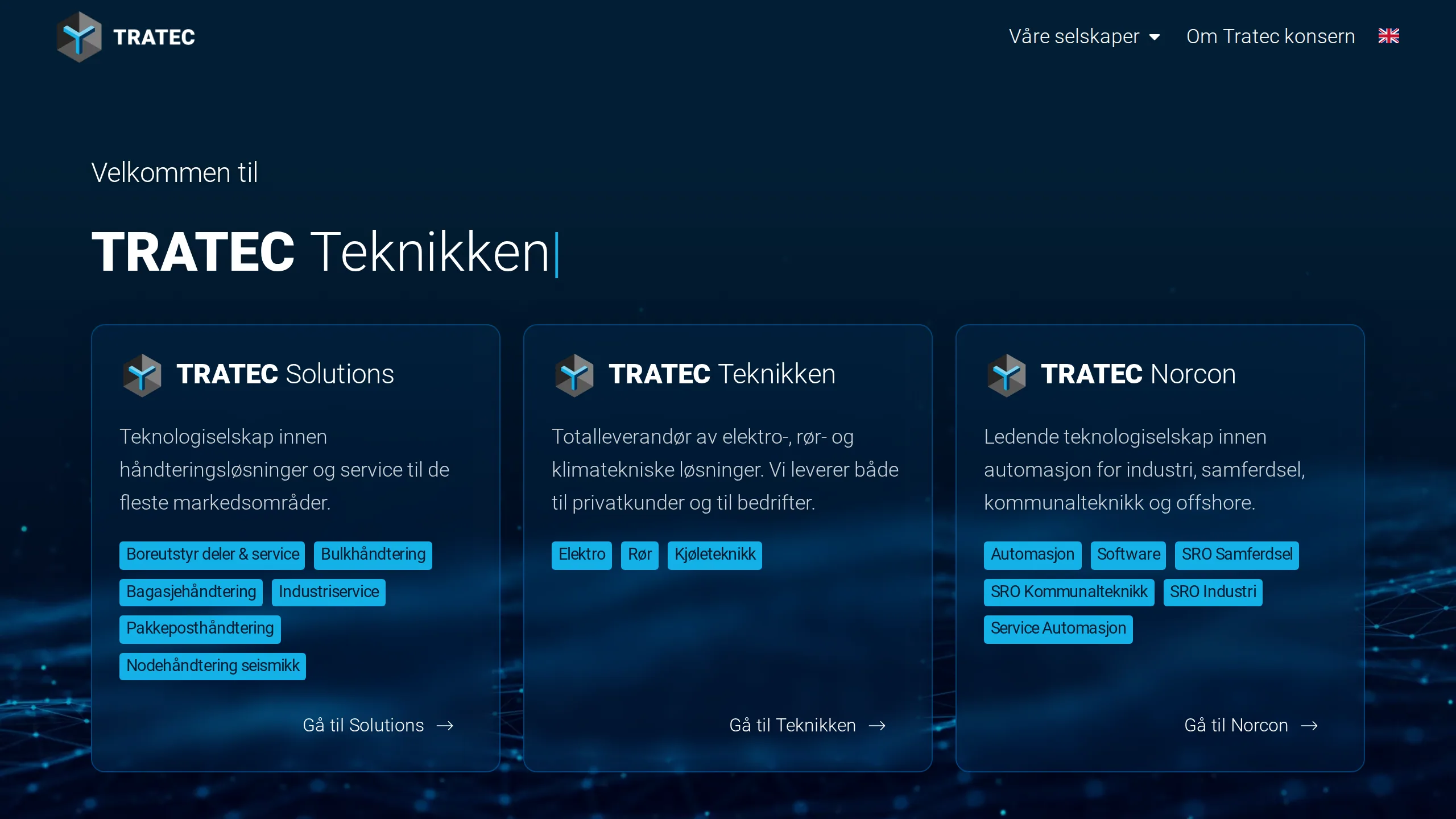 Forsiden på tratec.no
